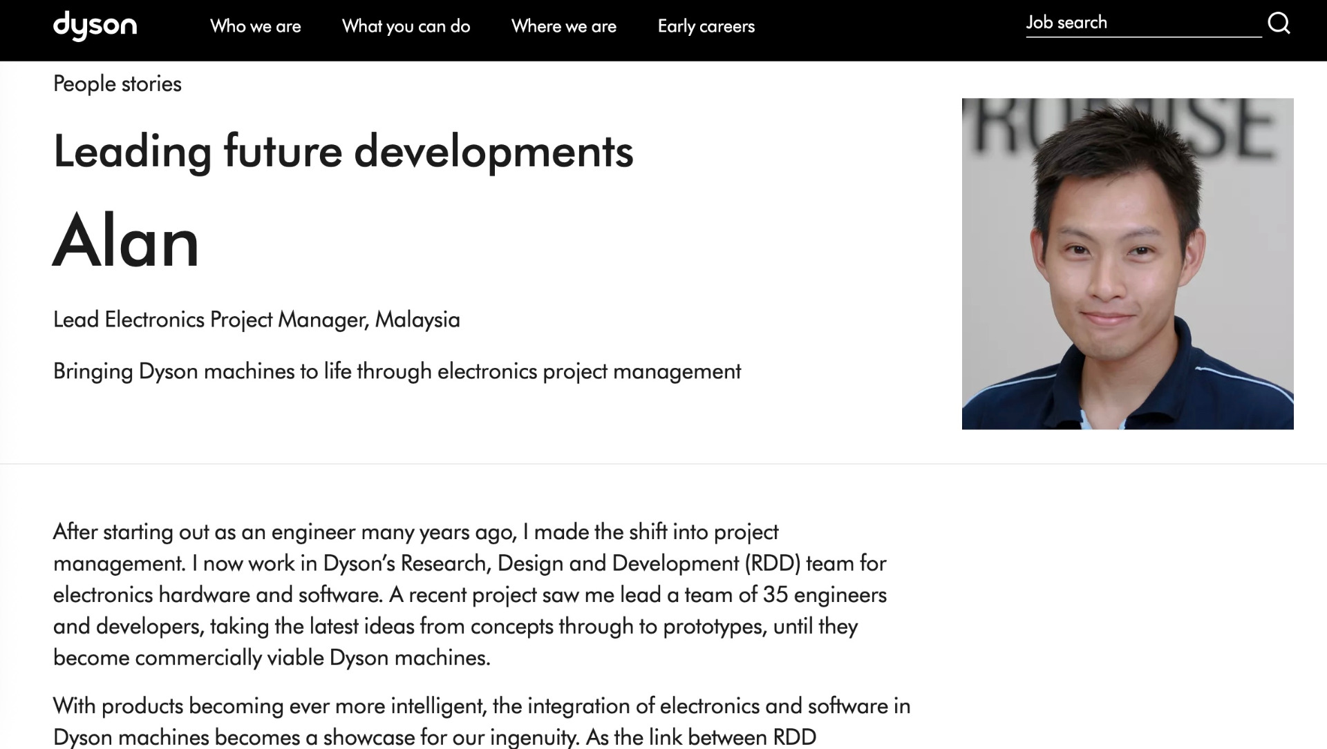 Dyson recruitment: editing People Stories